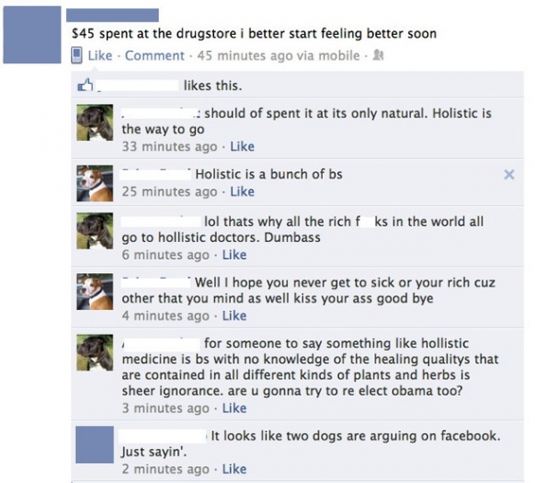 Dogs arguing on Facebook